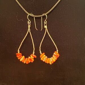 Spiny Oyster Shell & Liquid Silver Dangle Earrings